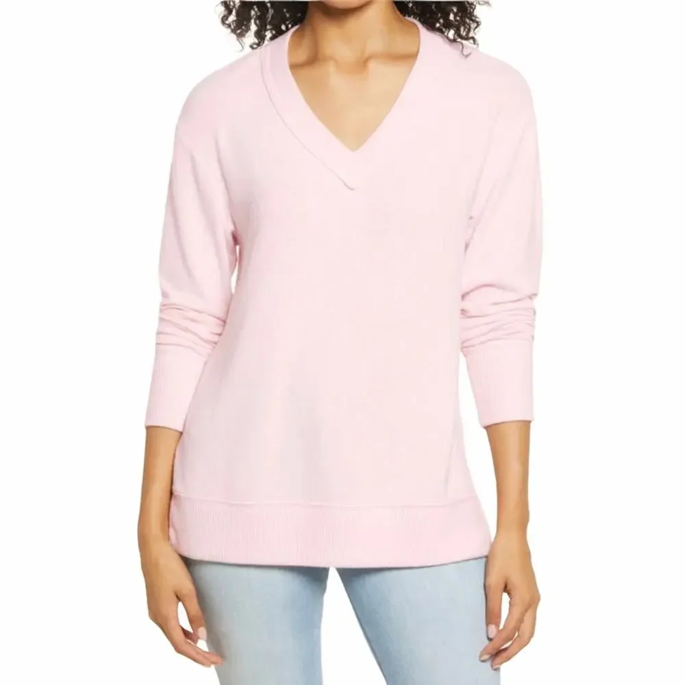 EVERLEIGH Blush Pink V-Neck Long Sleeve Sweater